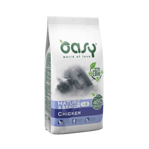 OASY MATURE &amp; SENIOR Kompletna karma sucha z kurczakiem dla kotów powyżej 7 roku życia - 1,5 kg.jpg