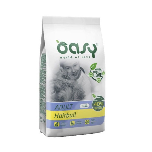 OASY ADULT HAIRABALL Kompletna karma sucha dla kotów dorosłych ze skłonnością do tworzenia się kul włosowych - 1,5 kg.jpg