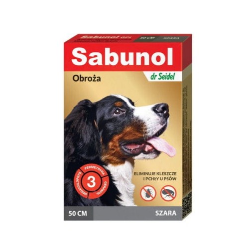 DERMAPHARM SABUNOL Obroża przeciw pchłom i kleszczom dla psów - rozmiar 50 cm - kolor szary.jpg