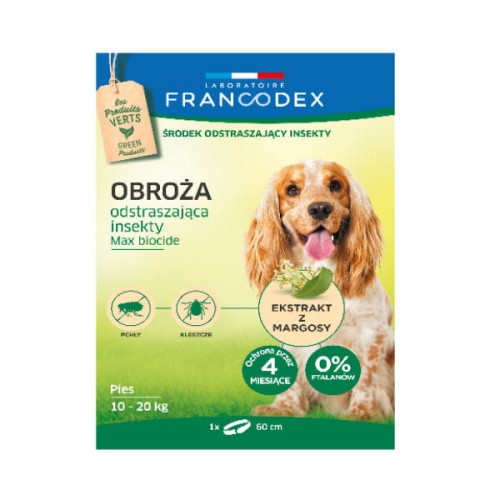 FRANCODEX Obroża odstraszająca insekty dla średnich psów od 10 kg do 20 kg - 60 cm.jpg