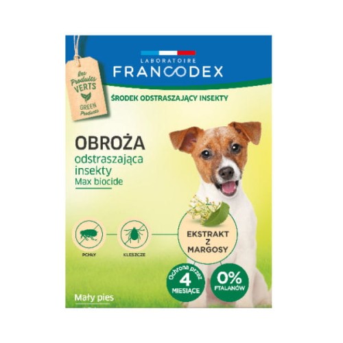FRANCODEX Obroża odstraszająca insekty dla małych psów do 10 kg - 35 cm.jpg
