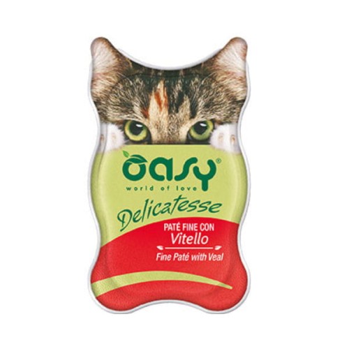 OASY DELICATESSE PATE Karma pełnowartościowa mokra z cielęciną dla kotów - 85 g.jpg