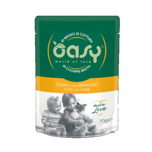 OASY MORE LOVE Karma uzupełniająca mokra - tuńczyk z krabem dla kotów - 70 g.jpg