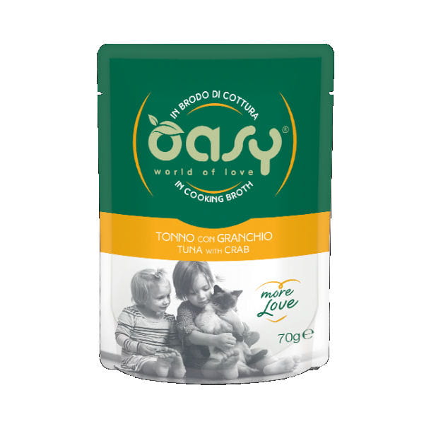 OASY MORE LOVE Karma uzupełniająca mokra - tuńczyk z krabem dla kotów - 70 g.jpg
