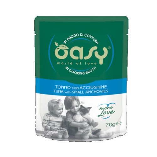 OASY MORE LOVE Karma uzupełniająca mokra - tuńczyk z anchois dla kotów - 70 g.jpg