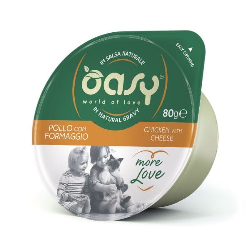OASY MORE LOVE GREEN CUP Karma uzupełniająca mokra - kurczak z serem dla kotów - 80g.jpg