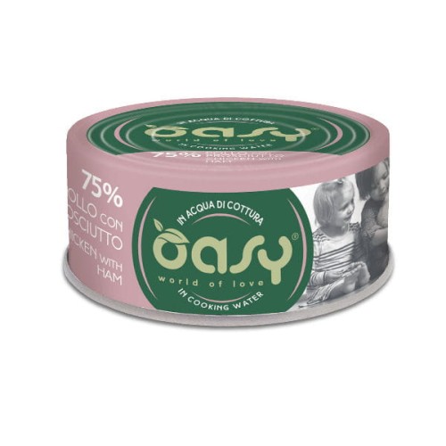OASY MORE LOVE Karma uzupełniająca mokra - kurczak z szynką dla kotów - 70 g.jpg