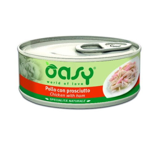 OASY NATURAL Karma uzupełniająca mokra - kurczak z szynką dla kotów - 150 g.jpg