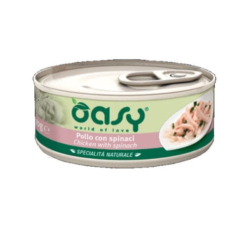OASY NATURAL Karma uzupełniająca mokra - kurczak ze szpinakiem dla kotów - 150 g.jpg