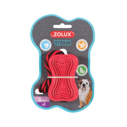 ZOLUX Zabawka kauczukowa TITAN ze sznurem  - rozmiar S - kolor czerwony.jpg