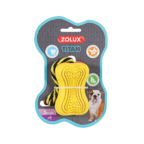 ZOLUX Zabawka kauczukowa TITAN ze sznurem  - rozmiar S - kolor żółty.jpg
