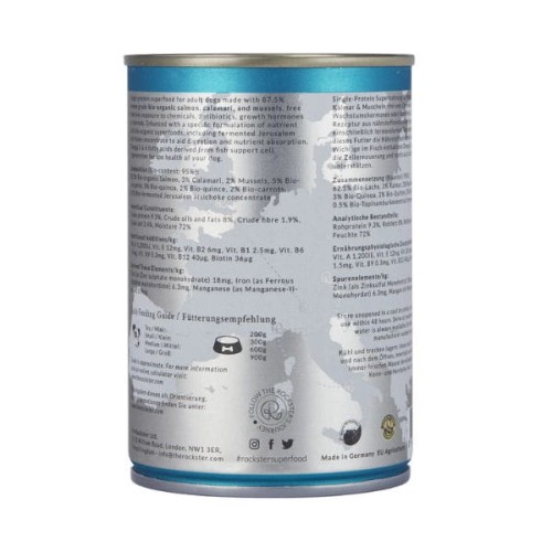 ROKSTER A FIHERMAN'S DREAM Organiczna kompletna mokra karma z łososia, kalmarów i małż dla regeneracji komórek psa - 400 g - 1.jpg