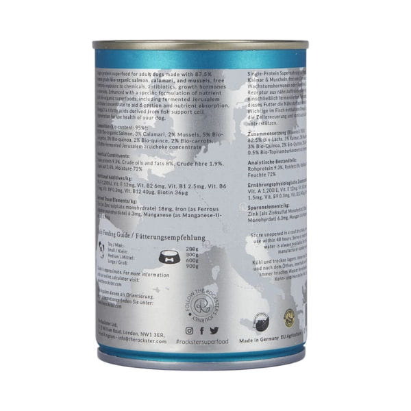 ROKSTER A FIHERMAN'S DREAM Organiczna kompletna mokra karma z łososia, kalmarów i małż dla regeneracji komórek psa - 400 g - 1.jpg