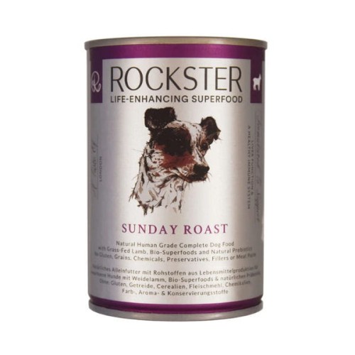 ROCKSTER SUPERFOOD SUNDAY ROAST Organiczna, kompletna, mokra karma z jagnięciną wspierająca pracę wątroby i systemu odpornościowego - 400 g.jpg
