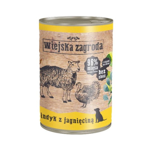 WIEJSKA ZAGRODA Karma mokra INDYK Z JAGNIĘCINĄ dla psów - 400 g.jpg