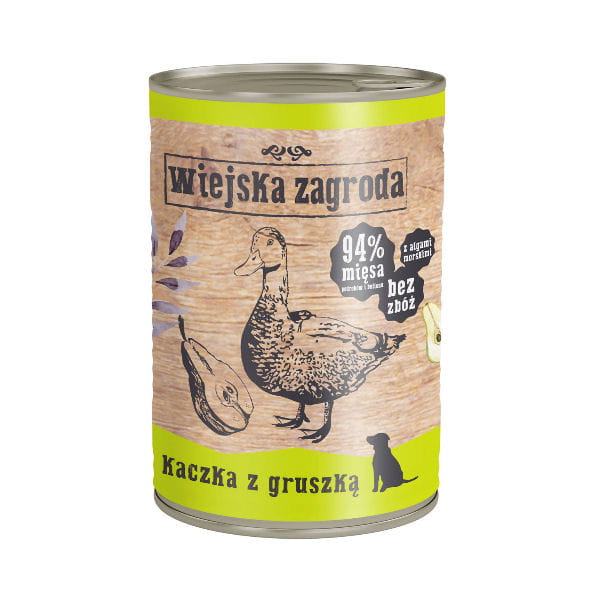 WIEJSKA ZAGRODA Karma mokra KACZKA Z GRUSZKĄ dla psów - 400 g.jpg