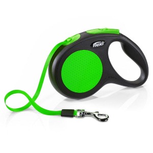FLEXI NEW NEON  Smycz automatyczna  M  - taśma - 5 m - kolor zielony