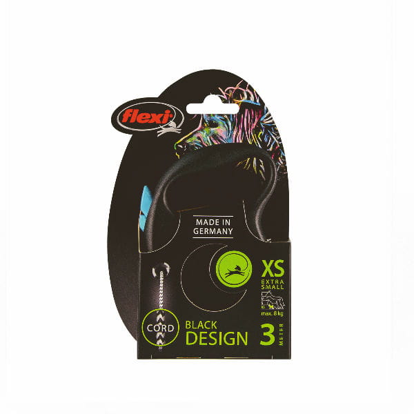 FLEXI Smycz automatyczna BLACK DESIGN dla psów - XS linka 3 m -  niebieska 1.jpg