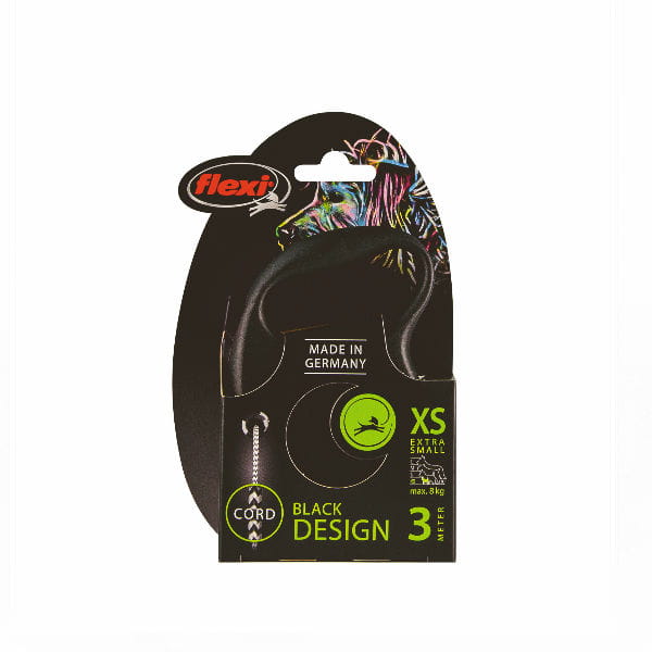 FLEXI Smycz automatyczna BLACK DESIGN dla psów - XS linka 3 m -  czarna 1.jpg