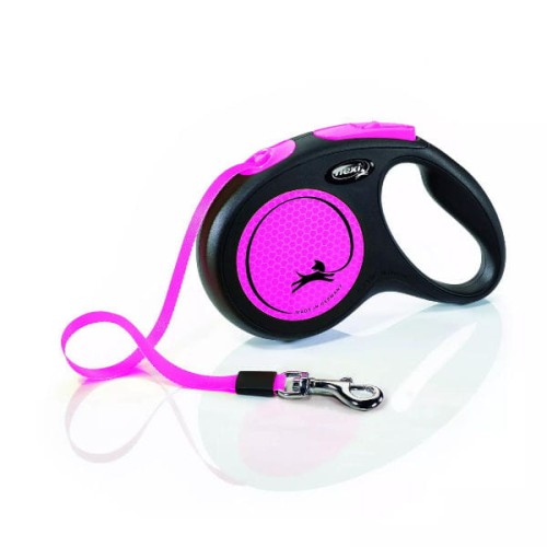 FLEXI Smycz automatyczna New Neon taśma M 5 m - różowy.jpg