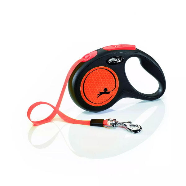 FLEXI Smycz automatyczna New Neon S taśma 5 m - pomarańczowy.jpg