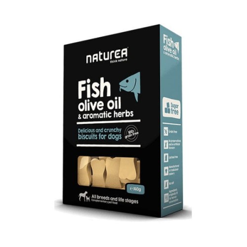 NATUREA FISH Biszkopty bezzbożowe z rybą z oliwą z oliwek i aromatycznymi ziołami dla kotów i psów.jpg