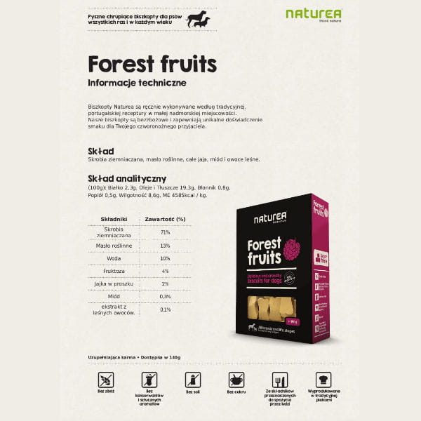 NATUREA FORREST FRUITS Biszkopty bezzbożowe z owocami leśnymi dla kotów i psów - opis.jpg