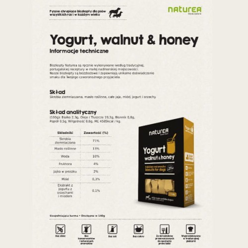 NATUREA YOGURT Biszkopty bezzbożowe z jogurtem z orzechami i miodem dla kotów i psów - opis.jpg