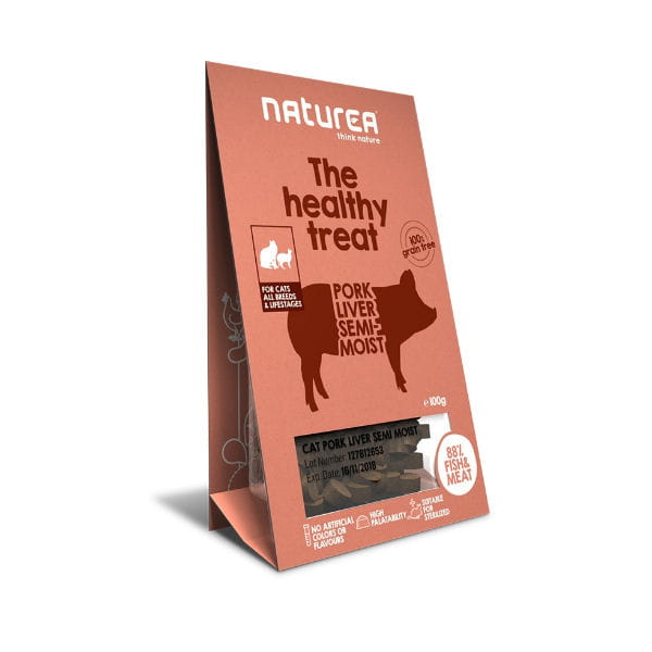 NATUREA PORK Przysmaki bezzbożowe z wątróbką dla kotów  - 100 g.jpg