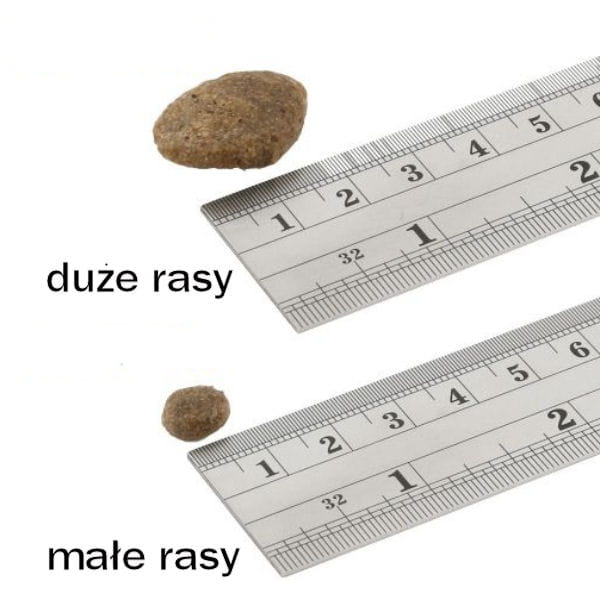 Fish4Dogs FINEST OCEAN WHITE FISH PUPPY  Karma sucha z  białych ryb dla szczeniąt - porównaie wielkości chrupek.jpg