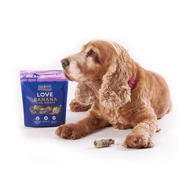 Fish4Dogs LOVE BANANA FISH WRAPS Przysmaki z suszonego banana w skórze ryby - 90 g.jpg