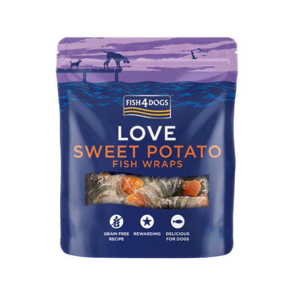 Fish4Dogs LOVE SWEET POTATO FISH WRAPS Przysmaki z suszonych batatów skórze ryby - 100 g.jpg