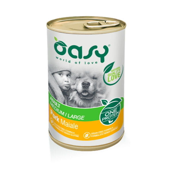 OASY ONE PROTEIN ADULT MEDIUM LARGE PORK Karma pełnoporcjowa z wieprzowiną dla dorosłych psów - 400 g.jpg