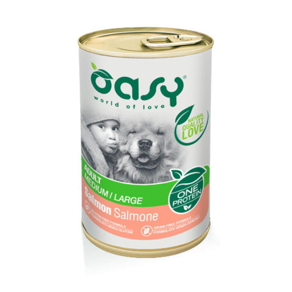 OASY ONE PROTEIN ADULT MEDIUM LARGE SALMON Karma pełnoporcjowa z łososiem dla dorosłych psów  - 400 g.jpg