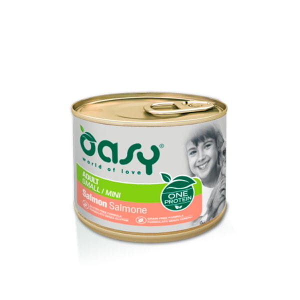 OASY ONE PROTEIN SMALL SALMON Karma pełnoporcjowa z łososiem dla psów małych ras - 200 g.jpg