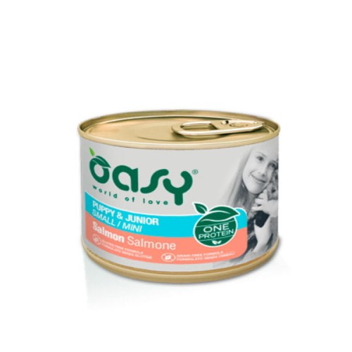 OASY ONE PROTEIN PUPPY &amp; JUNIOR SMALL SALMON Karma pełnoporcjowa z łososiem dla szczeniąt małych ras - 200 g.jpg