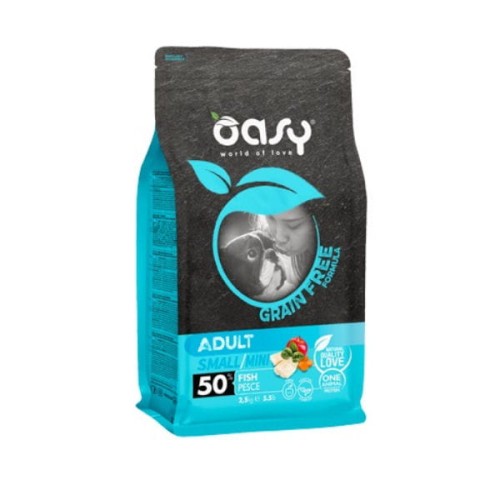 OASY GRAIN FREE ADULT SMALL MINI FISH Kompletna karma bezzbożowa z świeżą rybą dla psów małych ras - 2,5 kg.jpg