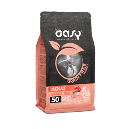 OASY GRAIN FREE ADULT SMALL MINI TURKEY Kompletna karma bezzbożowa z indykiem dla psów małych ras - 2.5 kg.jpg