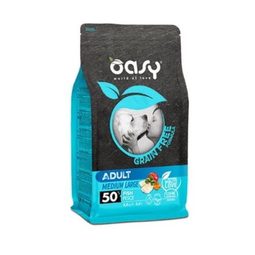 OASY GRAIN FREE ADULT MEDIUM LARGE FISH Kompletna karma bezzbożowa z rybami dla psów średnich i dużych ras - różna waga.jpg