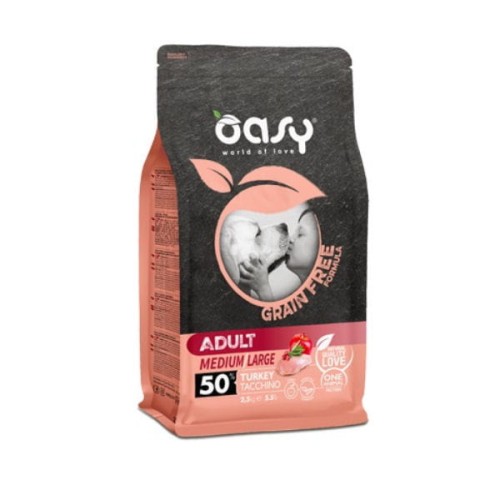 OASY GRAIN FREE ADULT MEDIUM LARGE TURKEY Kompletna karma bezzbożowa z indykiem dla psów średnich i dużych ras - różna waga.jpg