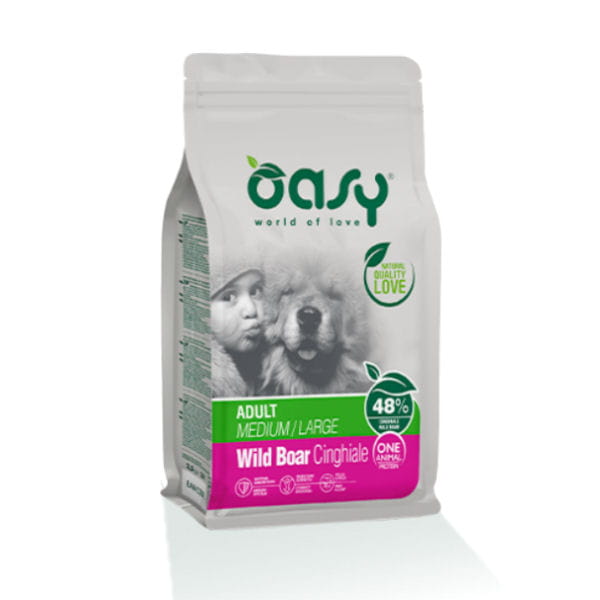 OASY ONE ANIMAL PROTEIN ADULT MEDIUM LARGE WILD BOAR Karma pełnoporcjowa z dzikiem dla psów średnich i dużych ras.jpg