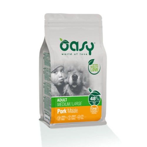 OASY ONE ANIMAL PROTEIN ADULT MEDIUM LARGE PORK Karma pełnoporcjowa z wieprzowiną dla psów średnich i dużych ras.jpg