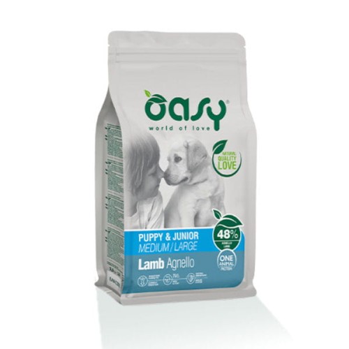 OASY ONE ANIMAL PROTEIN PUPPY MEDIUM LARGE LAMM Karma pełnoporcjowa z jagnięciną dla szczeniąt średnich i dużych ras.jpg