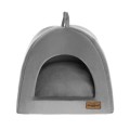 RECOBED Budka WELUROVE dla psa lub kota -  kolor szary - szara poducha.jpg