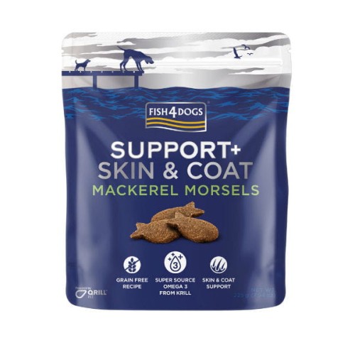 FISH4DOGS SUPPORT + SKIN &amp; COAT MACKEREL MORSELS Przysmaki z makrelą wspomagające skórę i sierść psa.jpg