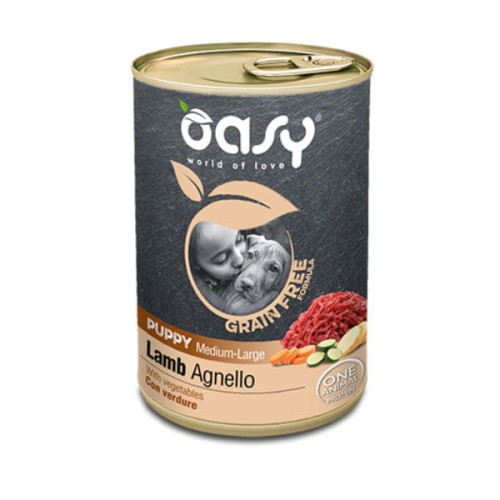 OASY GRAIN FREE PUPPY MEDIUM LARGE LAMB Karma uzupełniająca bezzbożowa z jagnięciną dla szczeniąt ras średnich i dużych.jpg