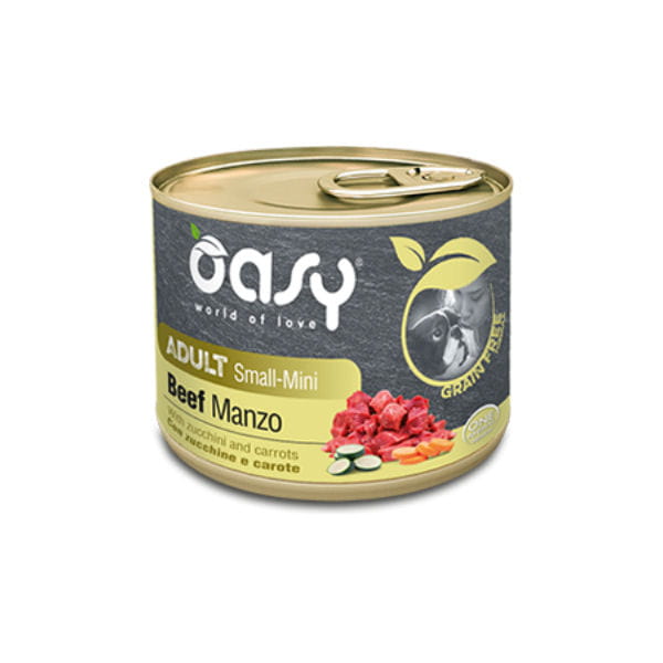 OASY GRAIN FREE ADULT SMALL MINI BEEF Karma uzupełniająca bezzbożowa z wołowiną dla psów małych ras 200 g.jpg