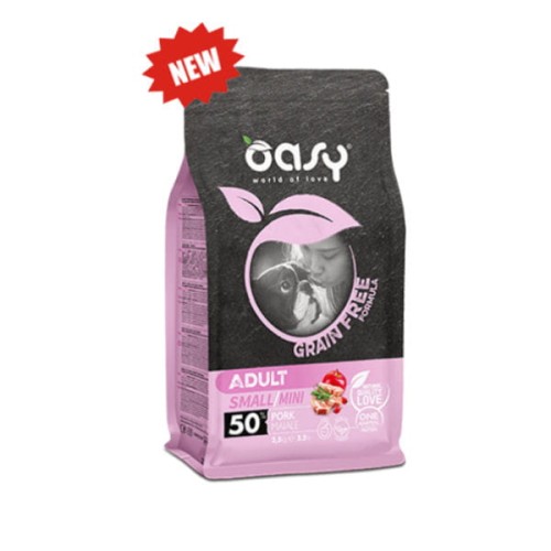 OASY GRAIN FREE ADULT SMALL MINI PORK Kompletna karma bezzbożowa z wieprzowiną dla psów małych ras.jpg