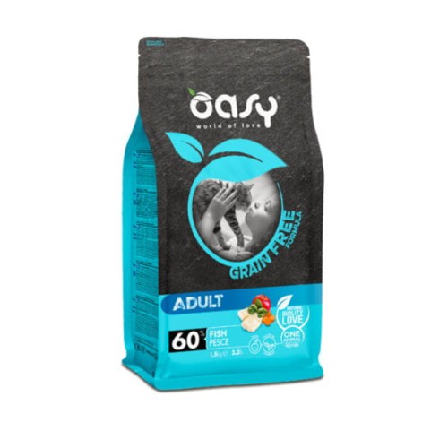 OASY GRAIN FREE ADULT FISH  Kompletna karma bezzbożowa z rybami dla kotów.jpg