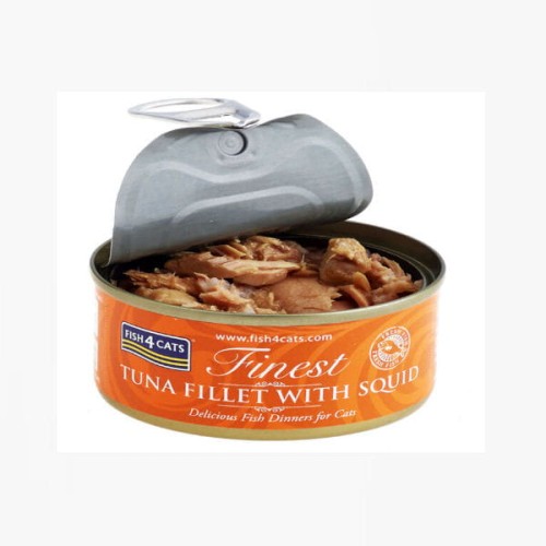 FISH4CATS FINEST Tuńczyk z kałamarnicą - karma mokra dla kotów - 70 g -  otwarta puszka.jpg